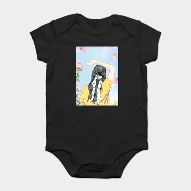 Bandana Girl Arm On Head Baby Bodysuit by The WYLD Tribe